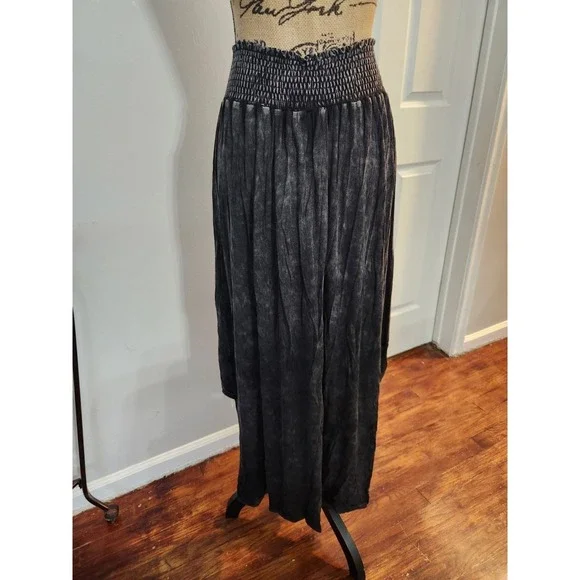 New Pol Womens Black Highlow Destressed Stretch Skirt Western Boho festival - Picture 3 of 7